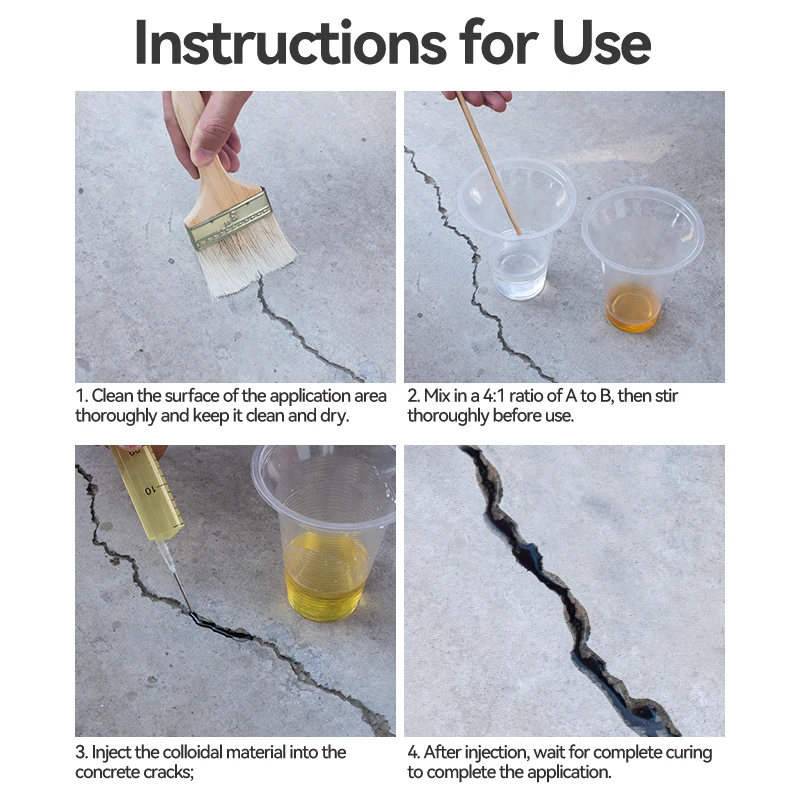 عامل إصلاح الكراك الخرساني من راتنجات الايبوكسي، اختراق عالي، طلاء مقاوم للماء، حشو الكراك، إصلاح الكراك الأرضي