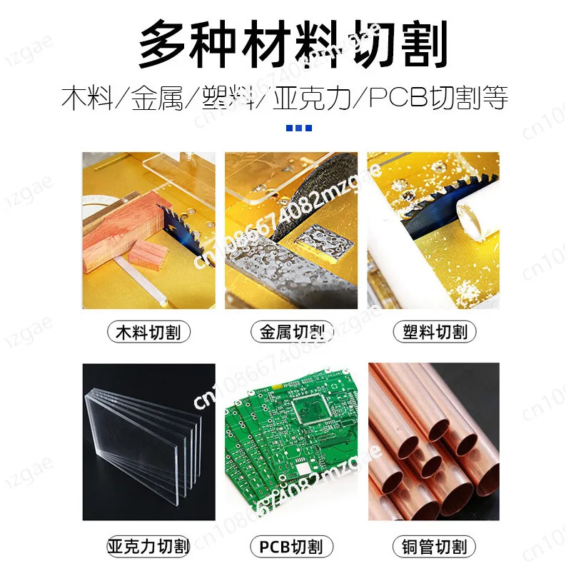 قاطع طاولة معدني صغير من الفلين الأكريليك بقدرة 96 وات، منشار طاولة صغير أزرق مصقول صغير لأعمال القطع الدقيقة