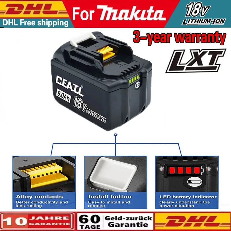 

for Makita battery, 18V 9.0Ah rechargeable battery, power tool BL1830 BL1840、BL1850、BL1860B、 18V