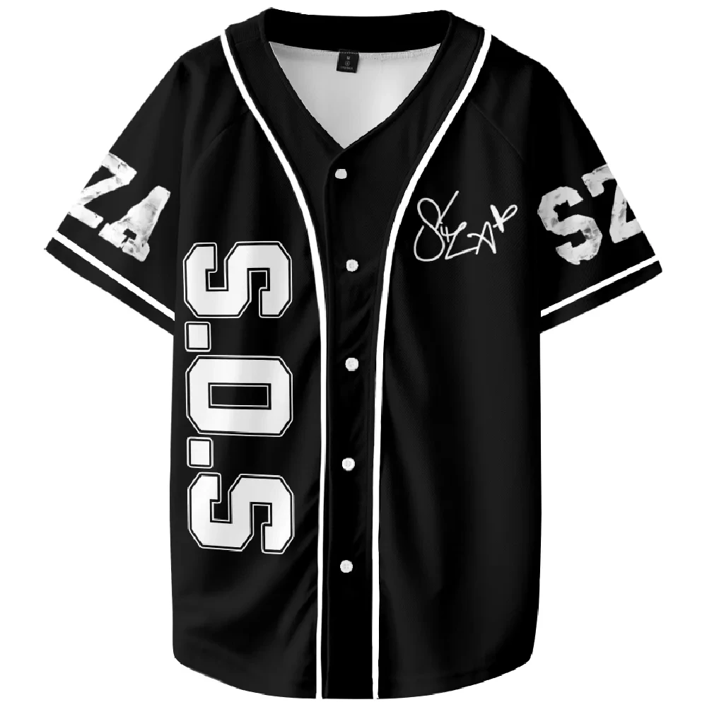 SZA Jersey SOS Blind New Album T-shirt V-Neck Short Sleeve Buttons Baseball Shirts 2024 North American Tour Women Men Clothes