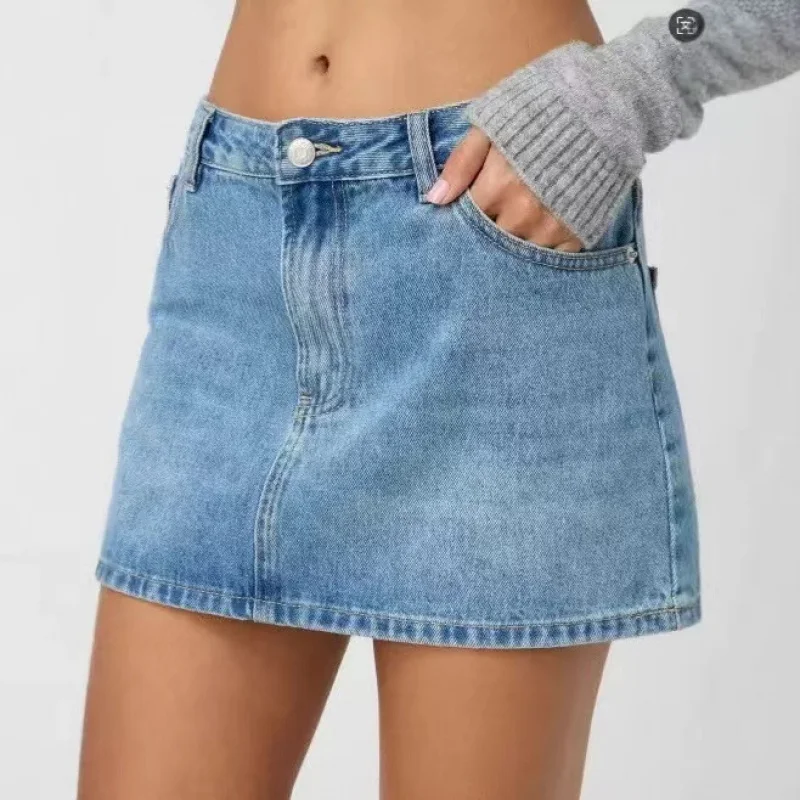 Women's Summer Fashionable Washed Denim Short Skirt 2026 New Clothing for Women Trendy Minimalist Style Girls' Skirts