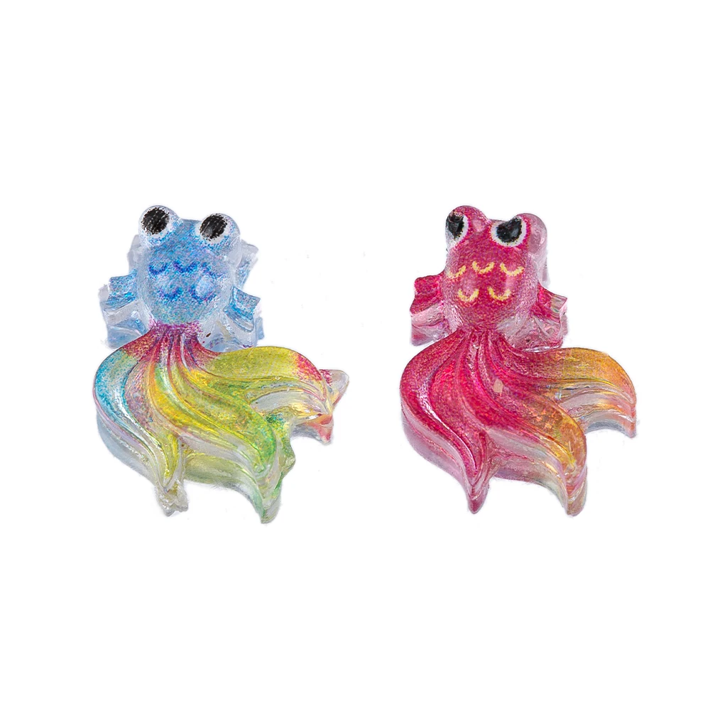 100pcs Fresh and Cute Style Little Goldfish shaped Resin Patch for DIY Hair Accessories Clothing Decoration Nail Patch Materials
