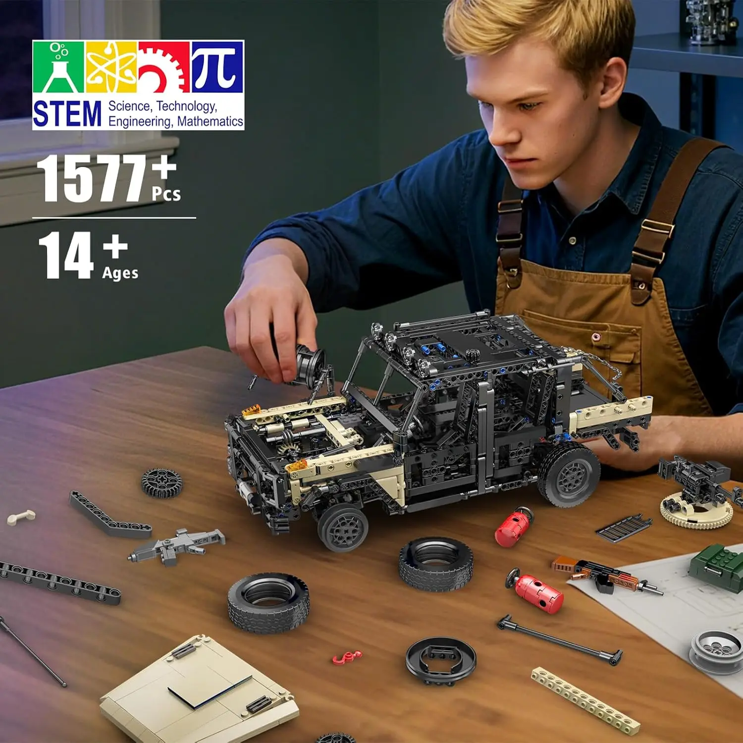 モールドキング 20041 1577ピース 軍用オフロード車 組み立てキット、デュアルAPP/リモコンモデル 大人コレクター向け、ギフトに最適