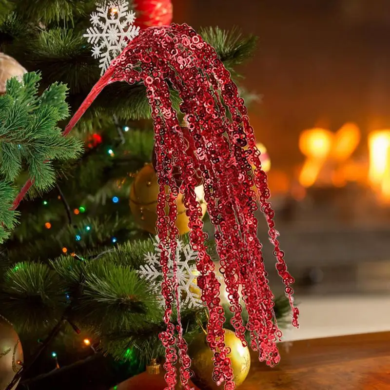 Ramas brillantes para árbol de Navidad, palos decorativos, ramas artificiales de Navidad de 24 pulgadas, tallos, adornos para árbol de Navidad