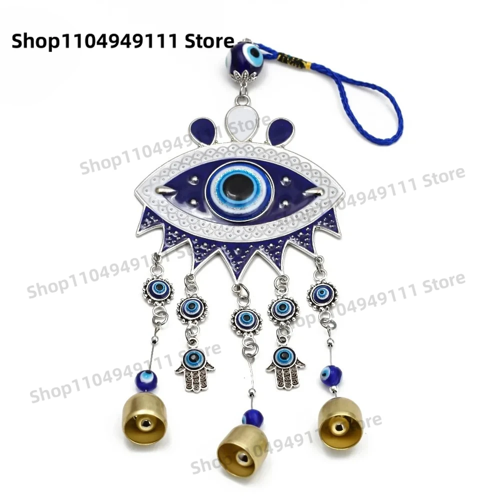 

2025 New Lucky Sun Fatima Hamsa Hand Turkish Evil Eye Beads Tassel Wall Hanging Decor Alloy Decoration for Home Living Room Car