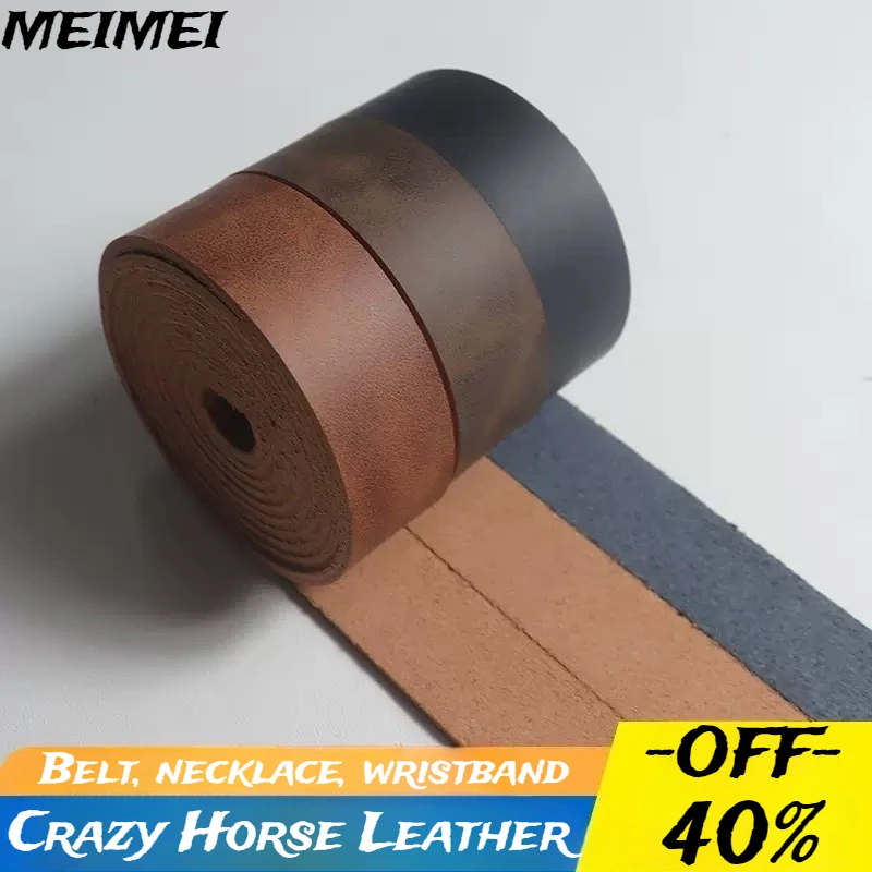 

Crazy Horse Leather Plant Tanned Leather Cowhide Strip Belt Swing Knife Cowhide Table Cushion Handmade Creation