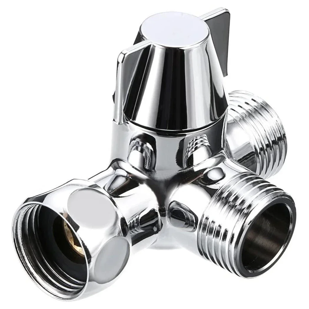 1pc New Diverter 3 Way Water Splitter T-Adapter 1/2 Inch Arm Bath Bathroom Bracket Home Hose Replacement Rotating