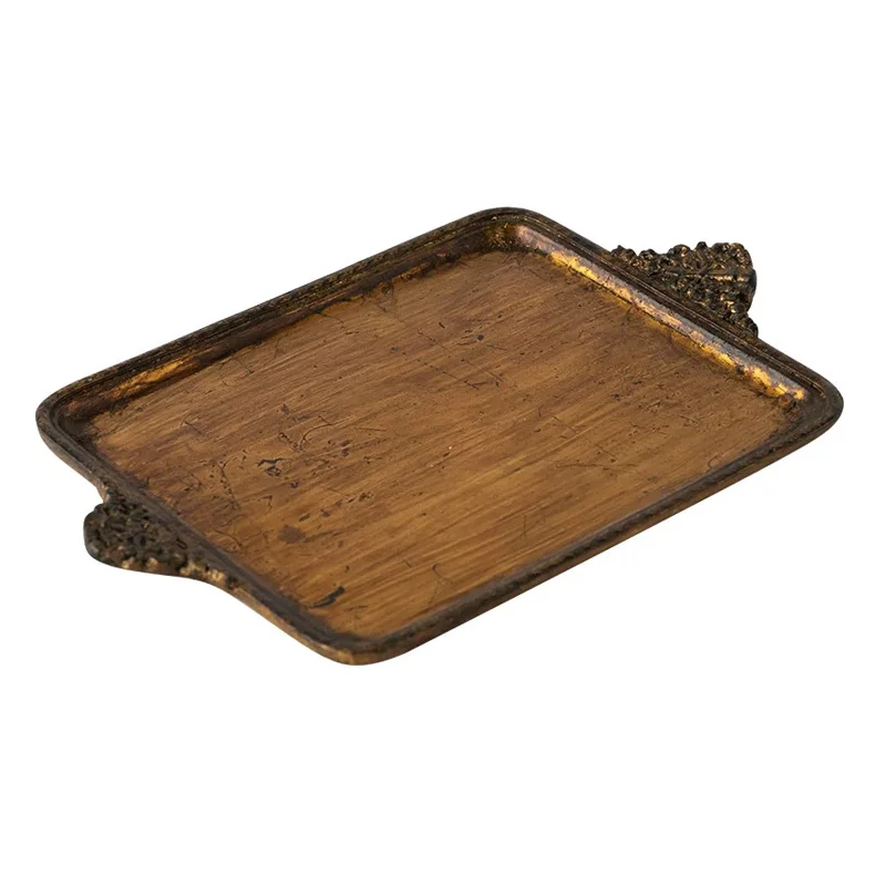 

Europe Vintage Antique Art Ornamental Tray,Resin,Floral Handles, Handcrafted