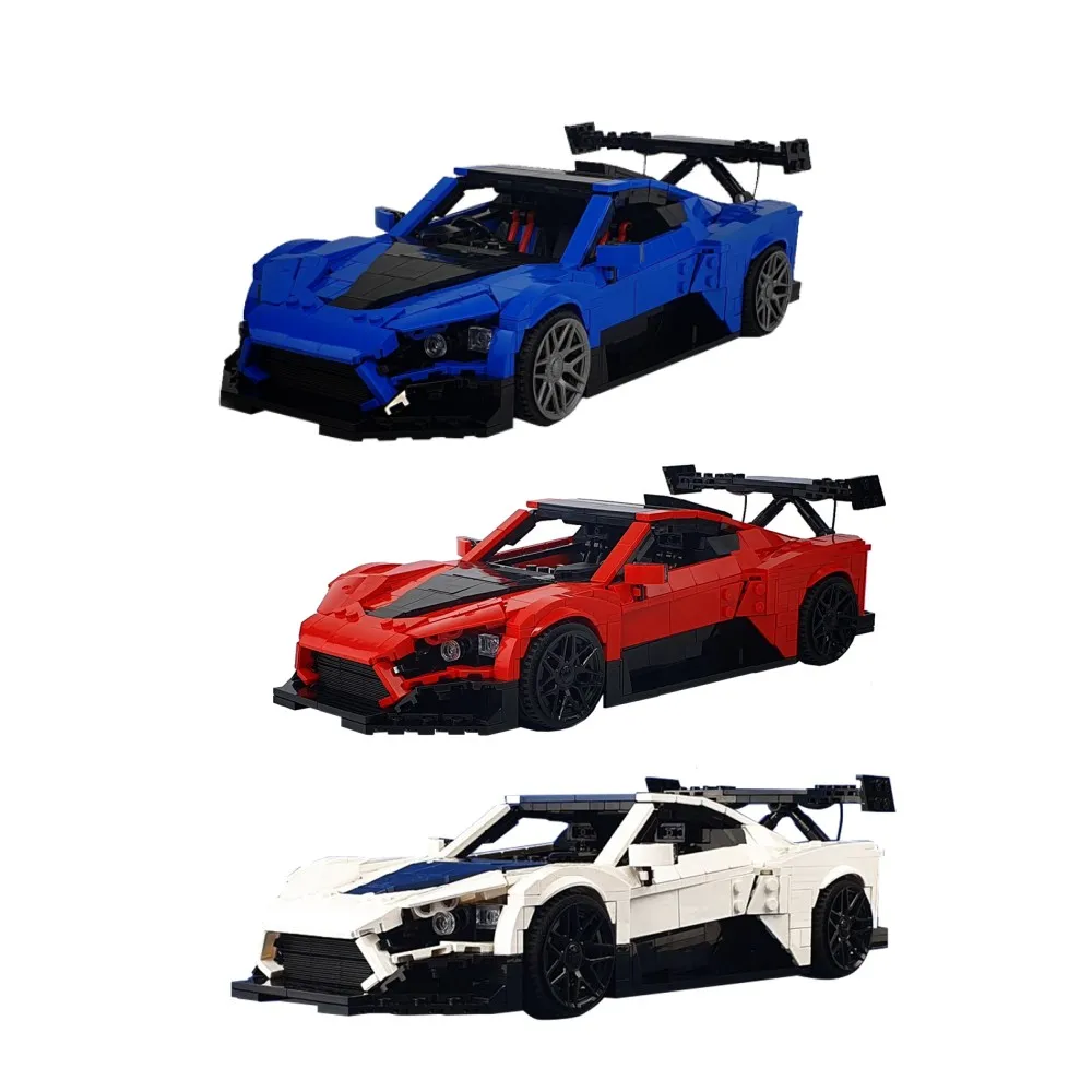 Gobricks MOC Zenvo TSR-S Red Racing Sports Car Model Building Blocks City De Tomaso P72 Super Speed Sports Car Bricks Toy Gifts