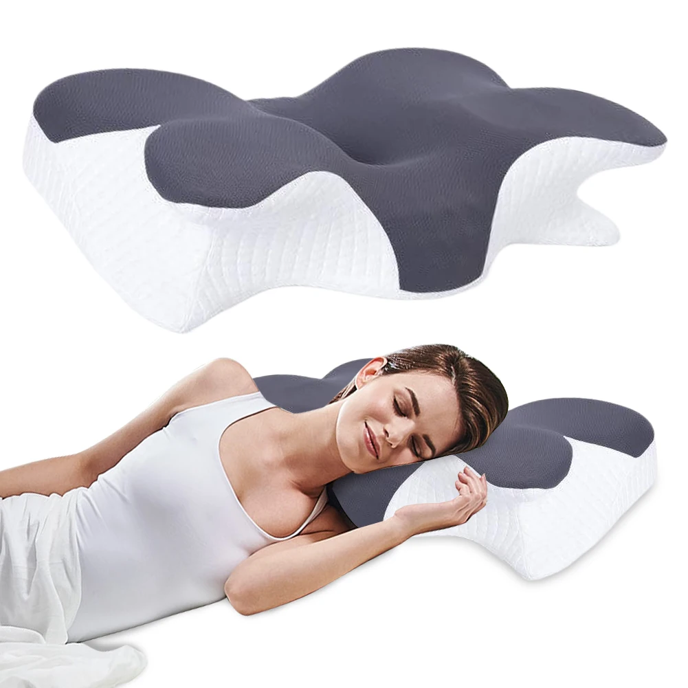 Oreiller cervical en mousse à mémoire de forme, sommeil ergonomique, oreiller cervical confortable, protection du cou, oreiller en forme de papillon, 4WD