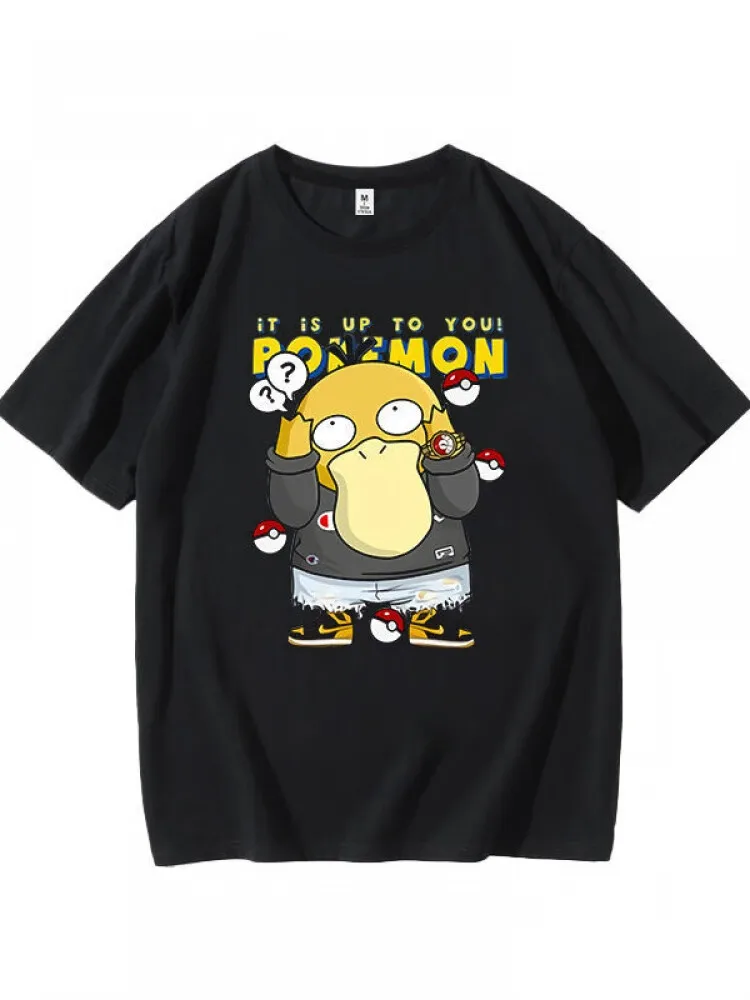 Pokémon Anime Psycanard impression surdimensionné coton T-shirt hommes et femmes confortable mode Y2K vêtements pour enfants T-shirt d'été