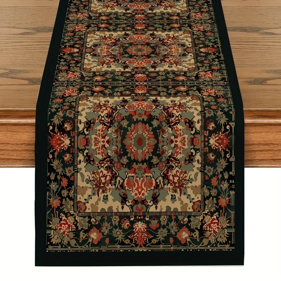 JIT Ornate Persian Pattern Table Runner 2D Flat Print Elegant Home Decor Dining Room Table Runner Charming Functional Luxurious