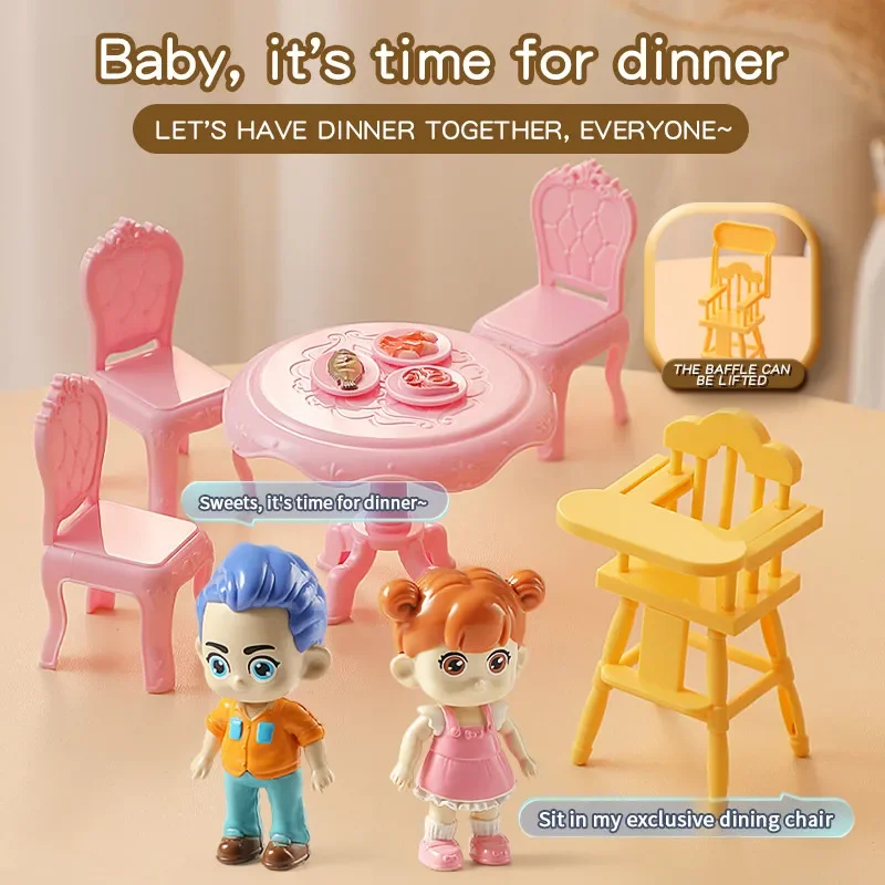 1:12 Dollhouse Miniature Furniture Set Crib Piano Stroller Swing Dining Table Chair Rocking Horse Doll House Pretend Play Toy - view 6