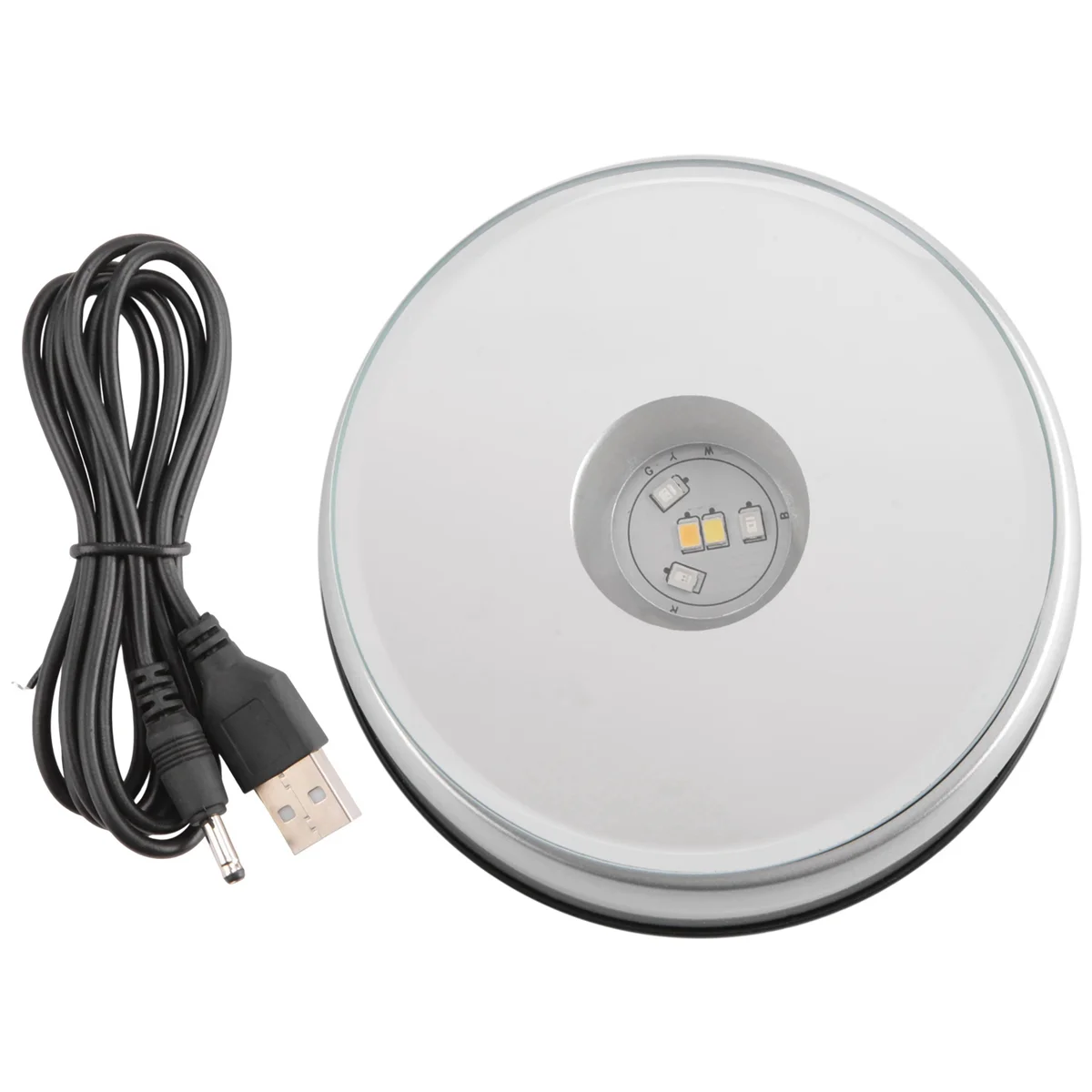 ABZV-Display Turntable Base for Crystals Glass Art,LED Colored Rotating Crystal Display Base Stand with USB Cable