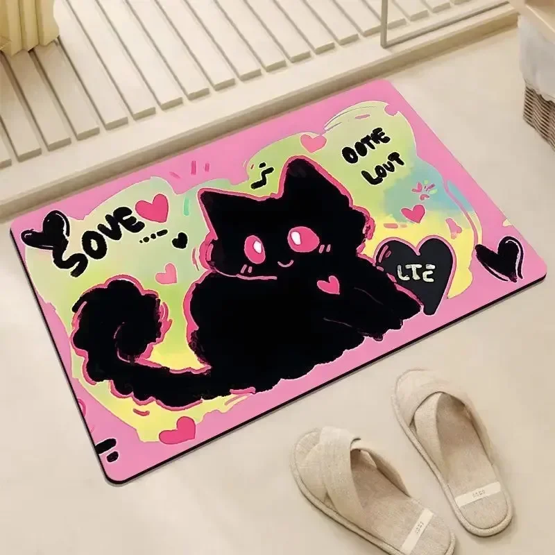 Cute Style Diatom Mud Floor Mat Toilet Soft Anti Slip Mats Strong Water Absorbing Shower Mat Bath Rug Home Furnishing Decoration