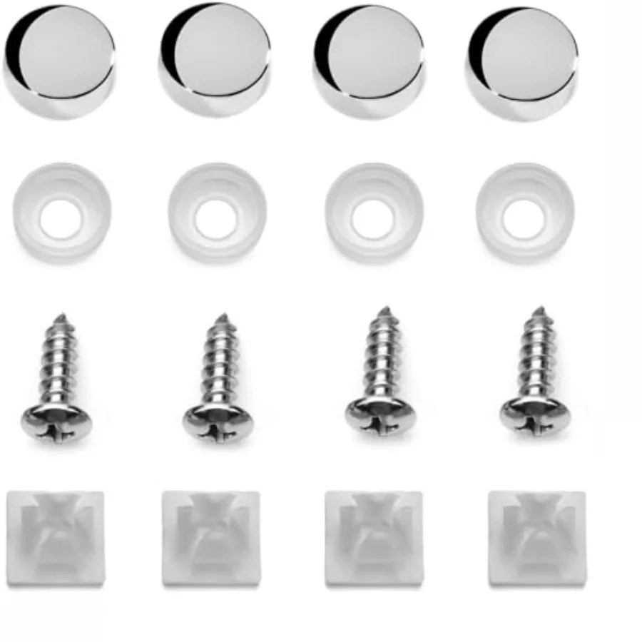 

Stainless Steel Screws Fasteners for License Plates, Frames, and Covers on Domestic Cars, Trucks, Vans, SUVs - Rustproof, Self