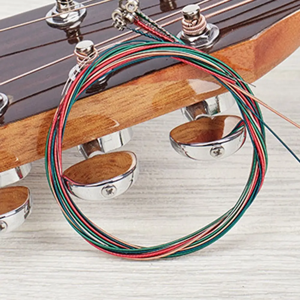 6 Strings Acoustic Guitar Strings Rainbow Colorful Red Copper Guitar Steel Strings Brass Anti Oxidation Coating
