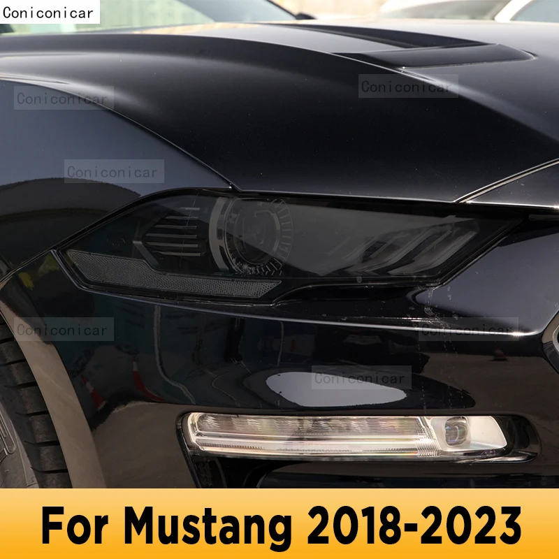 

For Mustang 2018-2023 Car Exterior Headlight Anti-scratch Front Lamp Tint TPU Protective Film Cover Repair Accessories Sticker