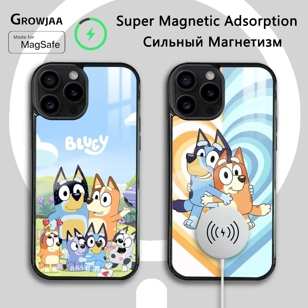 Cartoon Cute B-Blueys Phone Case For iPhone 16 15 14 13 12 11 Pro Max Plus Mini Magsafe Mirror Wireless Magnetic Cover