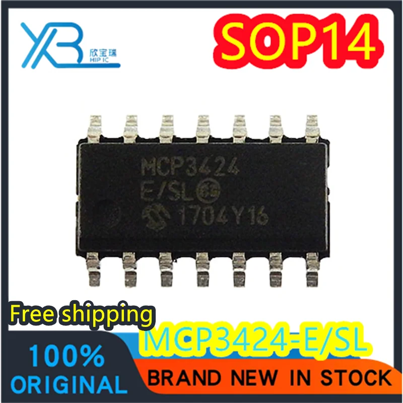 

(1/20 pieces) MCP3424-E/SL MCP3424 SMD SOP14 18-bit analog-to-digital converter chip brand new original Free shipping