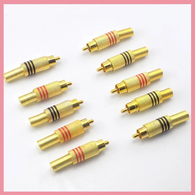 Surveillance Gold RCA Male Connector for Audio Locking Cable Plug Adapter for Video IP Camera CCTV Camera Security System B6