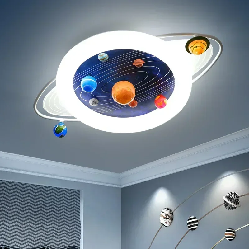 Modern Nordic LED Planetary Ceiling Lamps for Children's Room Bedroom Indoor Home Decoration Creative Cartoon Lighting Fixtures