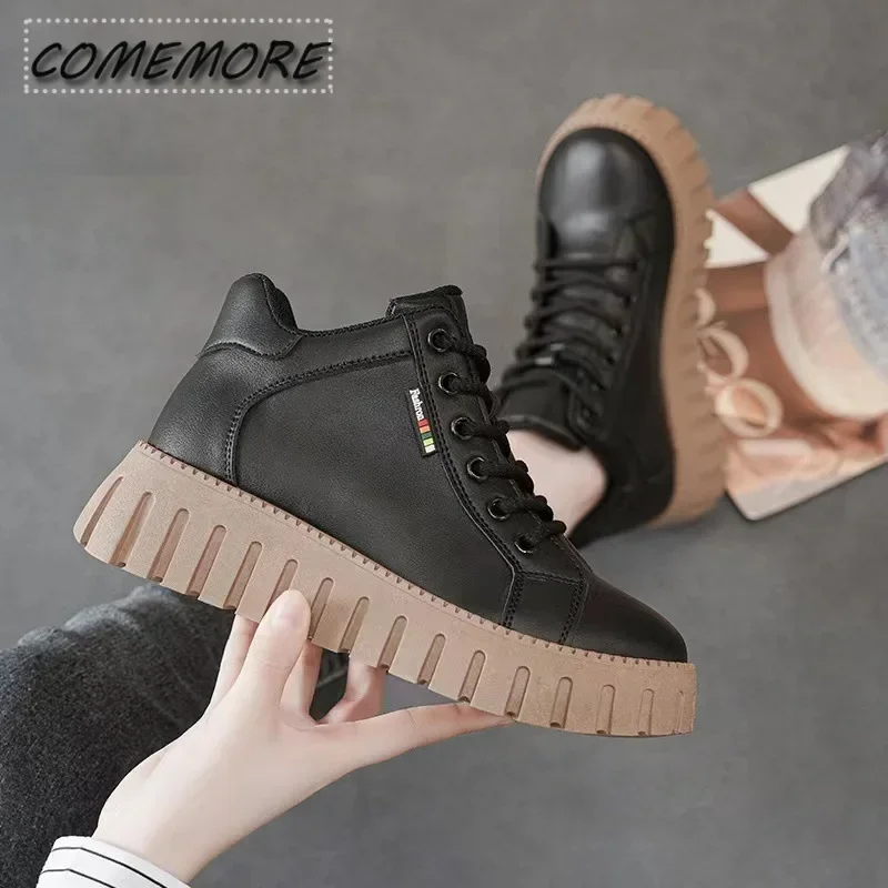 Autumn Winter 2024 New Velvet Thick Soled Fashion Platform Boots Sole Fashion Trend Women\'s Shoes Sneakers Anti Slip Lightweight