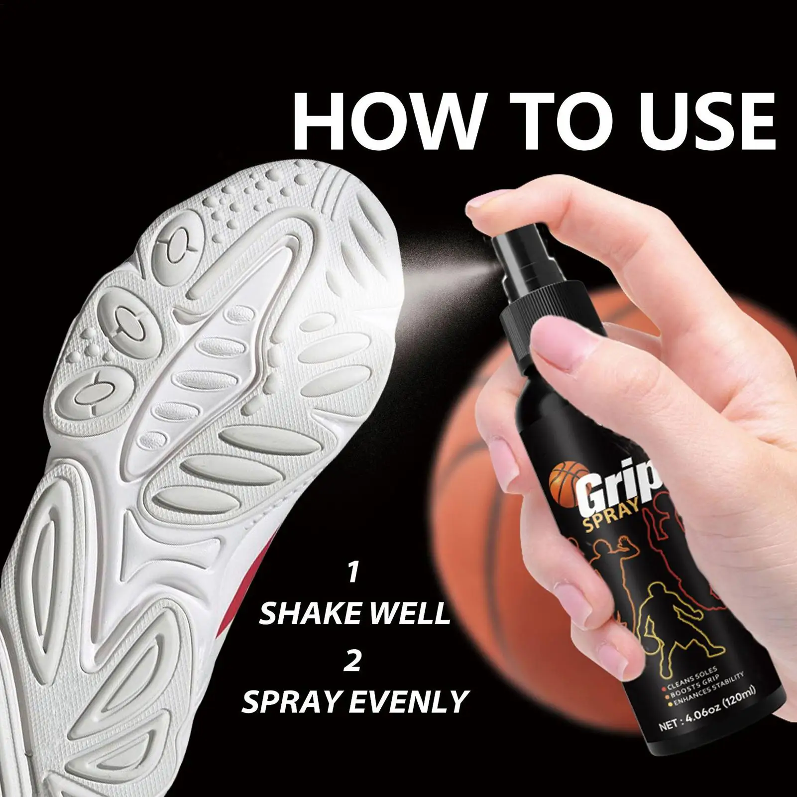 Spray de agarre de suela de 120ml, Spray de suela antideslizante de baloncesto para mejorar la tracción, mejora de agarre deportivo, potenciador de tracción de zapato