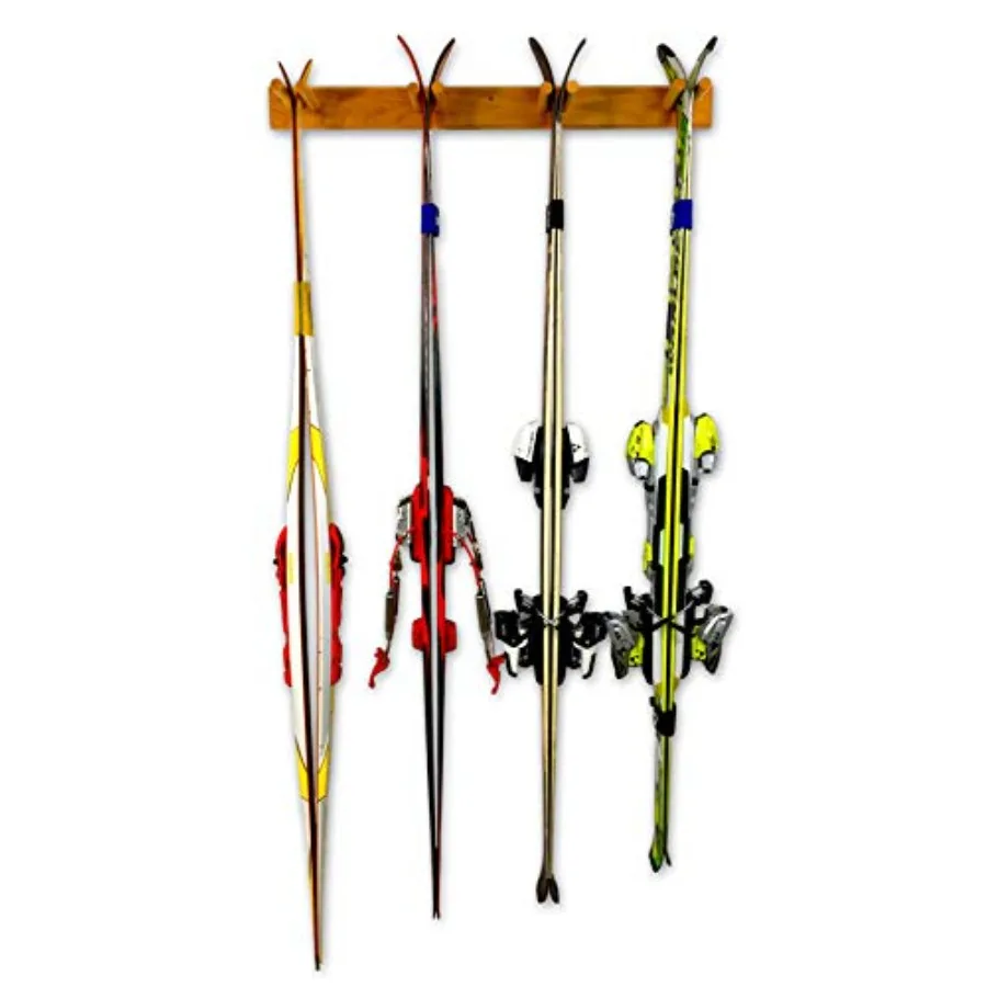 

Деревянная настенная стойка для лыж Timber Ski на 4 пары лыж, система хранения для дома и гаража, натуральное дерево