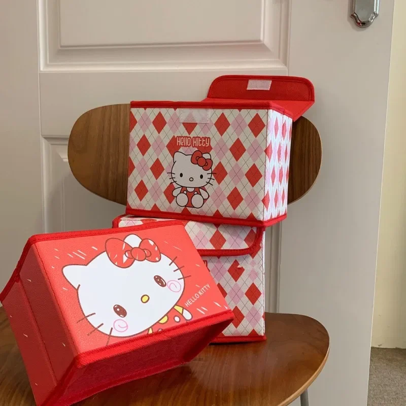 

Hello Kitty Kawaii Sanrio Anime Ins Fashion Storage Box Cute Cartoon Kt Cat Dustproof Household Cartoon Foldable Case Gifts