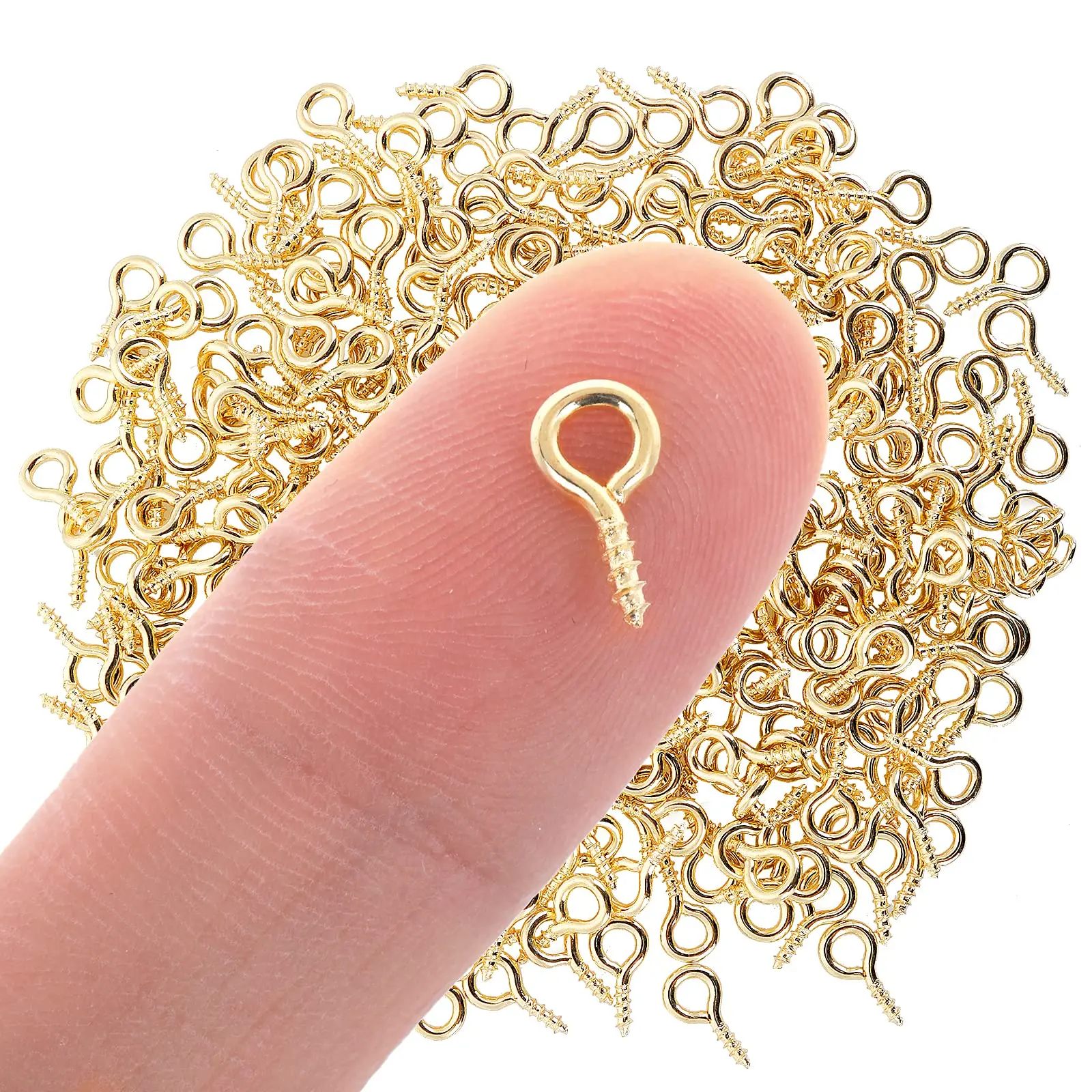 300PCS Mini Eye Pins And Hooks Jewelry Making Golden Tone Clasps And Screws for DIY Craft