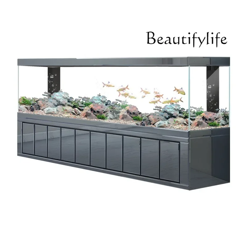 T High-end Large Fish Tank 3 Meters Water-free Ultra-white Glass Golden Dragon Fish Tank Aquarium Customization