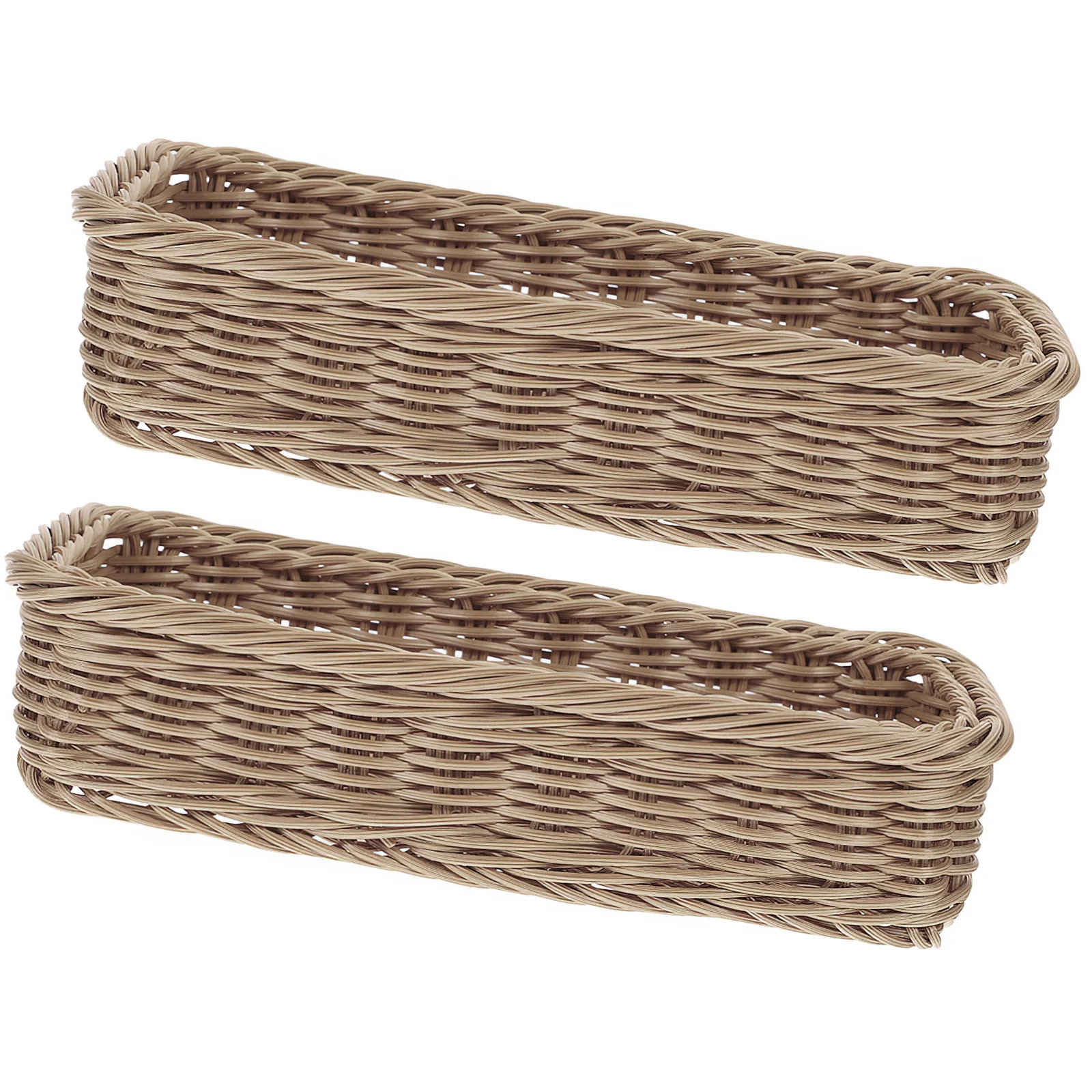 

2pcs Plastic Woven Basket Storage For Cutlery Spice Jar Household Sundry Organizer Kitchen Tabletop Basket Multipurpose Home