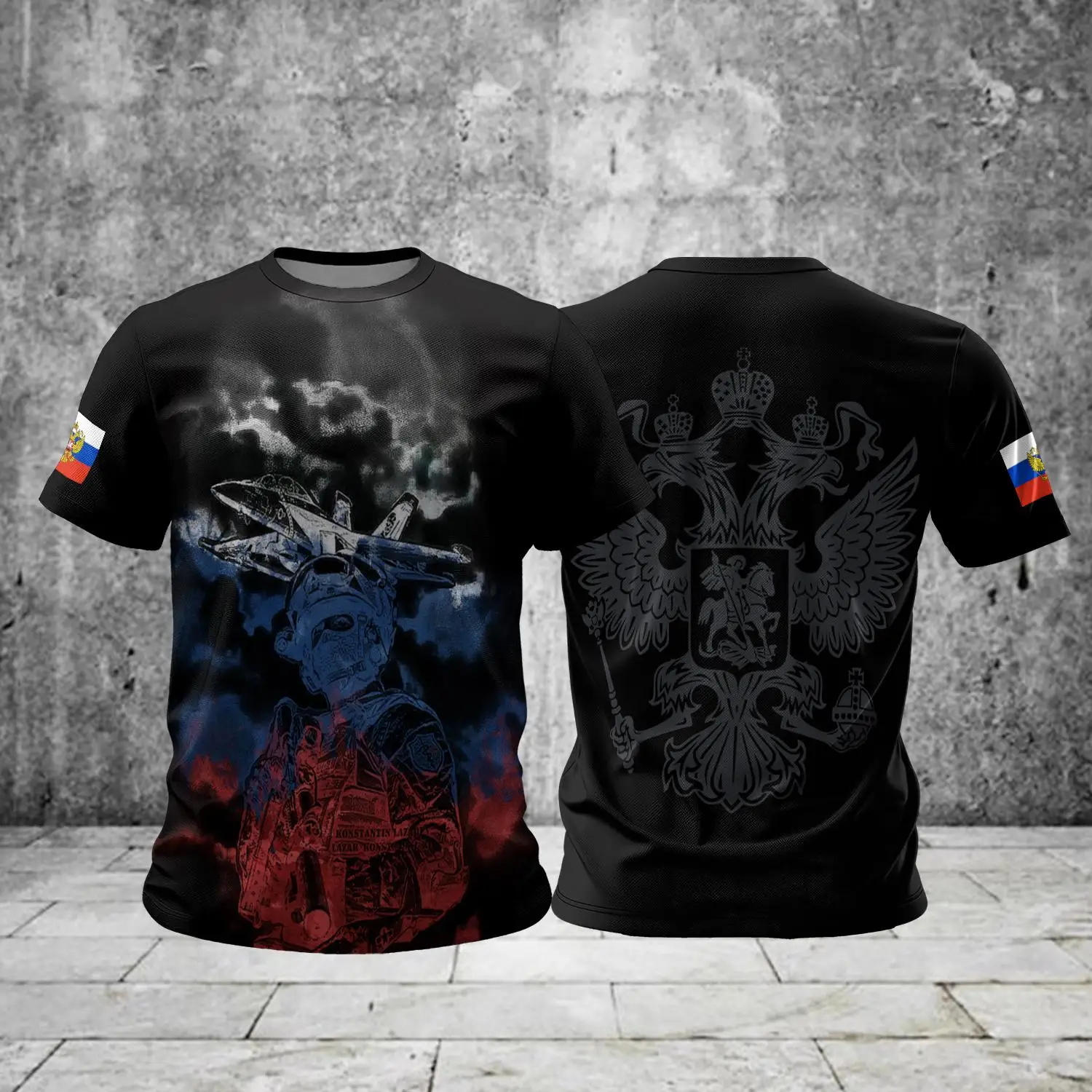 روسيا الرجال تي شيرت ثلاثية الأبعاد العلم الروسي تي شيرتات قصيرة الاكمام للرجال المتضخم تيز ملابس رجالي الصيف ملابس رياضية غير رسمية التنفس