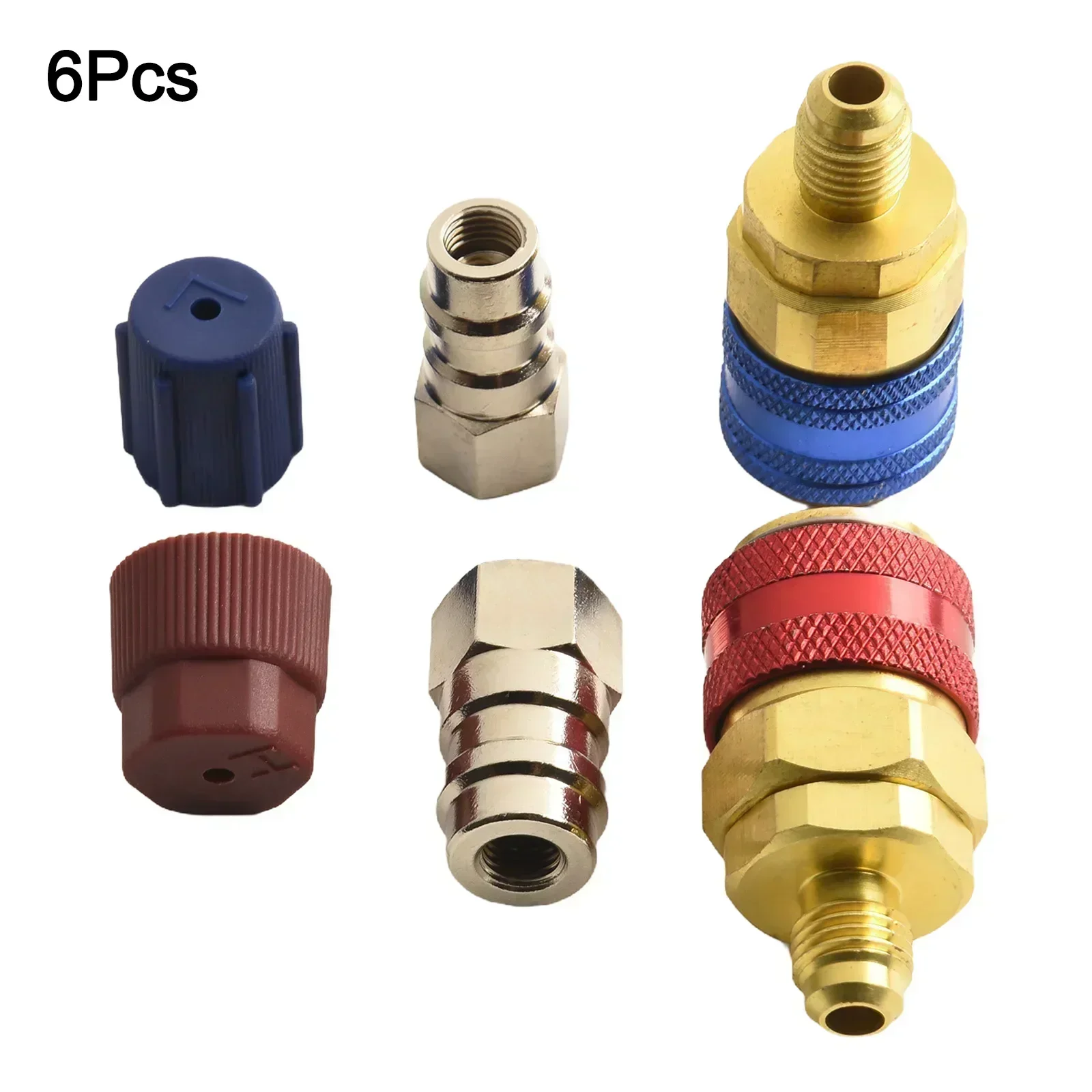

2Pcs Car A/C Air Condition Low/High R134 Blue+Red Quick Coupler With Cap Extension Adapter For Type A/C Manifold Gauge (R134A)