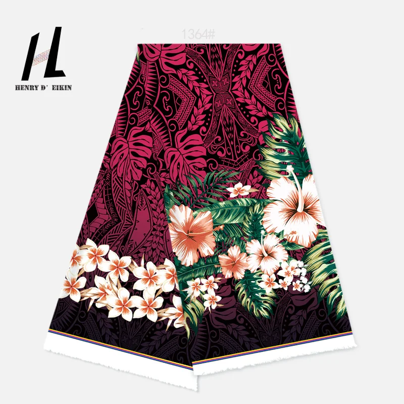 2025 Printing Custom Various Colors of Optional Polyester Polynesian Style Flowers Printed Fabric