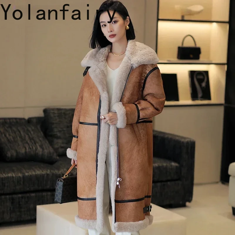 

Top Natural Wool Fur Jackets for Women 2023 Luxury Winter Real Fur Coat Womens Casual Motorcycle Long Warm Leather Jacket Abrigo