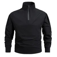 Camisetas tácticas para hombre, camisas de manga larga con cremallera 1/4 de secado rápido, bolsillos con cremallera para exteriores, entrenamiento de combate, senderismo, camiseta de manga larga