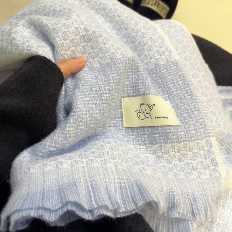 

Women's Scarves Korean Retro Cute Cartoon Teddy Bear Kawaii Preppy Style JK Sweet Scarf Winter Thickened Warm Versatile Shawl