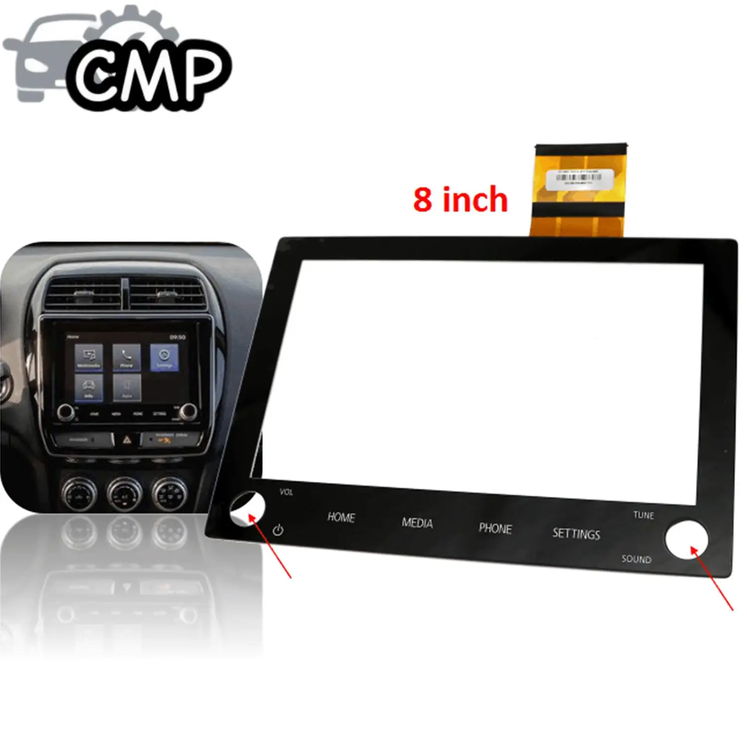 

1 шт. 8-дюймовый сенсорный стеклянный дигитайзер для радиоприемника с 2 отверстиями для ручек 8740A103, подходит для Mitsubishi Outlander 2020-2022, деталь интерьера автомобиля