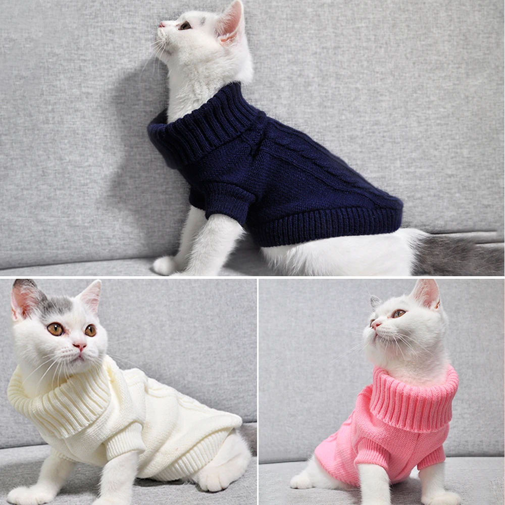 Pet Cat Sweater Winter Warm Cotton Cat Clothes Knitted Puppy Sweater Kitten Cloth Cat Vest For Small Medium Cats Dogs Chihuahua - Image 2