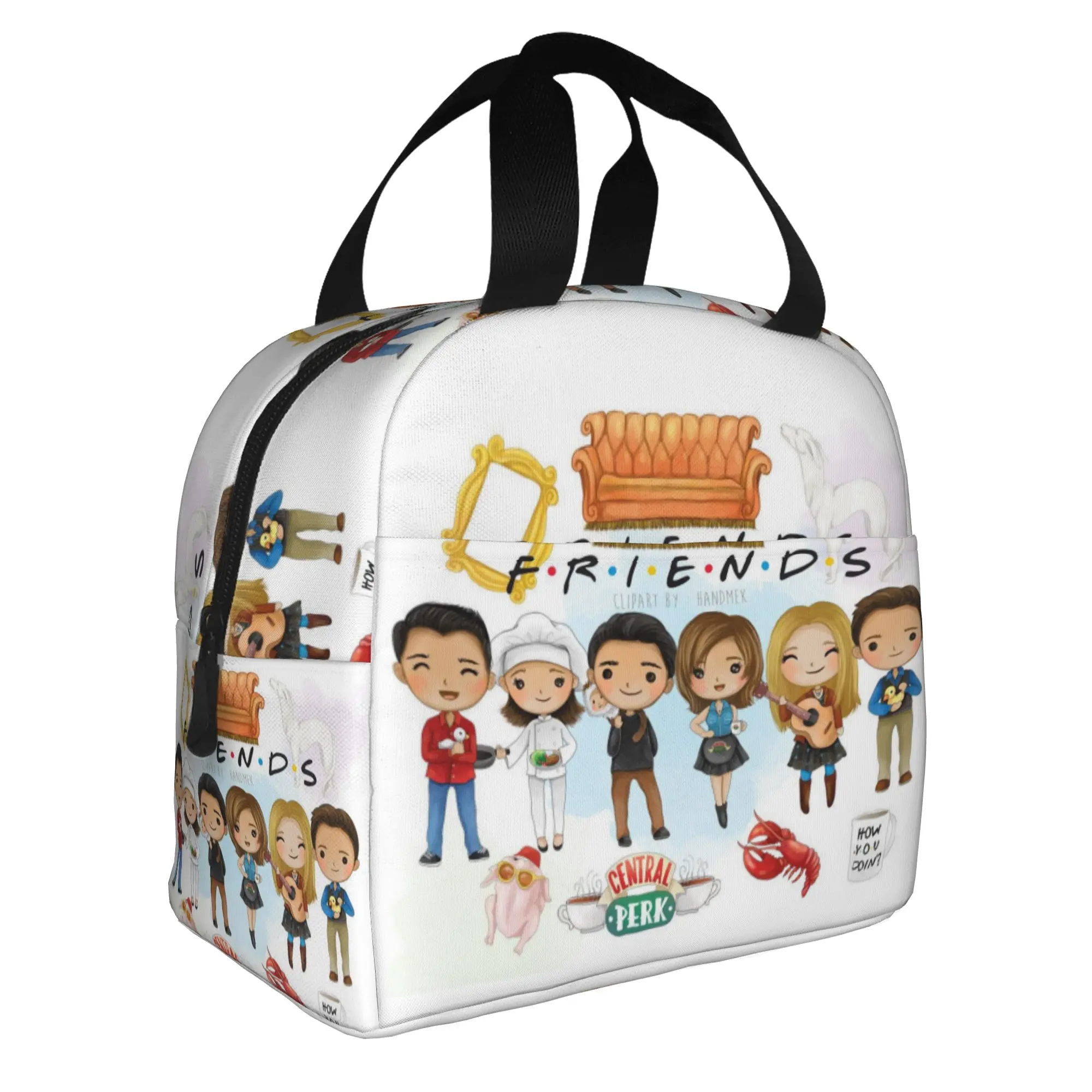 Friends TV Show Insulated Lunch Bags for Women Cartoon Comic Portable Cooler Thermal Bento Box School