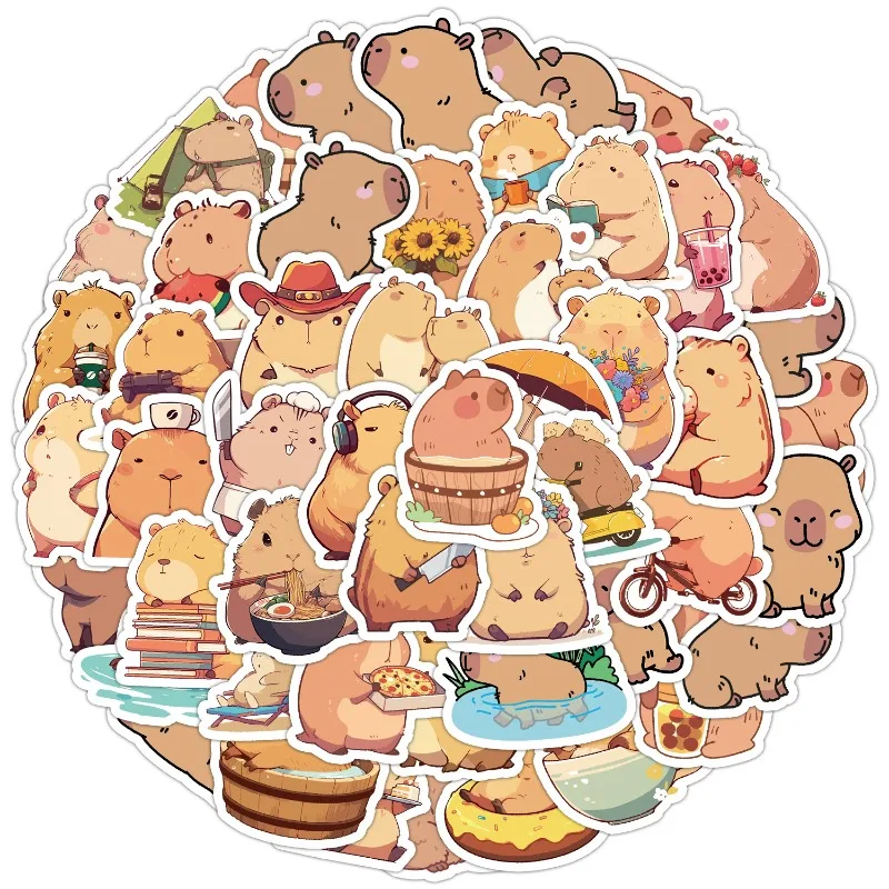 

50PCS cute wind capybara graffiti sticker suitcase waterproof decorative sticker children's DIY sticker