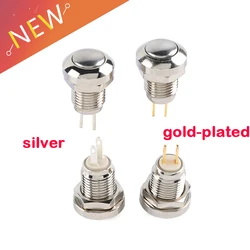 8mm Momentary Push Button Switch 36V Waterproof Power Pushbutton Small Round Chrome Stainless Metal 2pin Car Auto Engine PC Powe