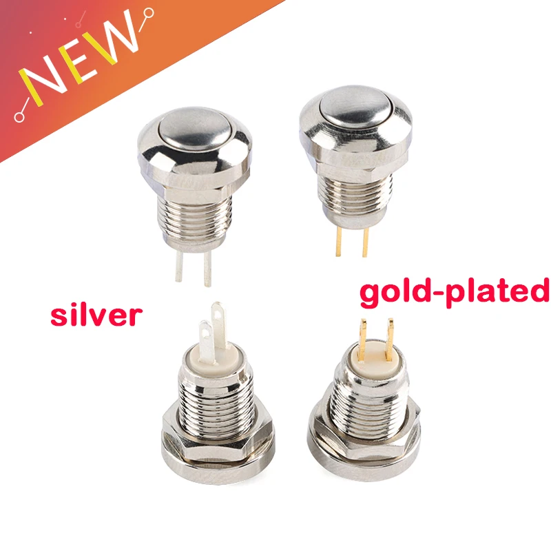 8mm Chwilowy przełącznik przyciskowy 36V Wodoodporny przycisk zasilania Mały okrągły chromowany stal nierdzewna Metal 2pin Samochodowy silnik samochodowy PC Powe