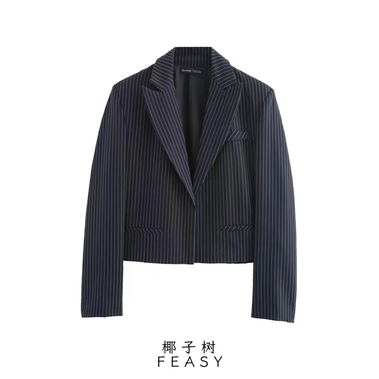 

Женская мода в тонкую полоску, короткий пиджак, свободный крой, осень-зима, новый стиль от