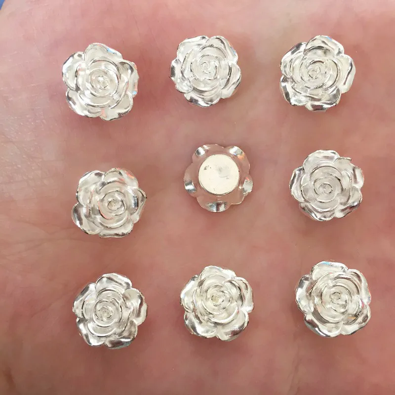 Hot 80PCS 12mm Resin Flower Flatback Stone Embellishment DIY Beads Crafts Scrapbook K470*2