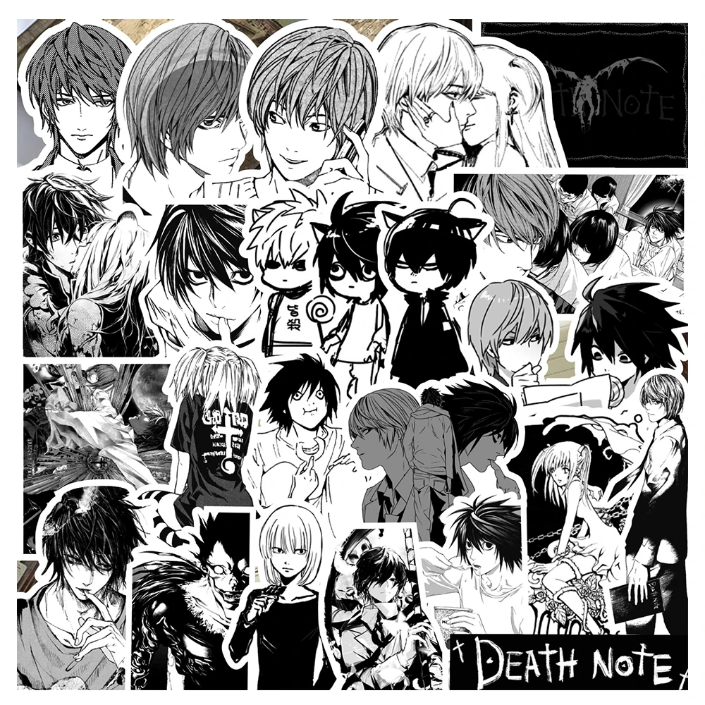 10/30/72 Stück Schwarz Weiß Anime Aufkleber Coole Death Note Yagami Licht Aufkleber DIY Laptop Koffer Notebook Japan Manga Aufkleber Pack