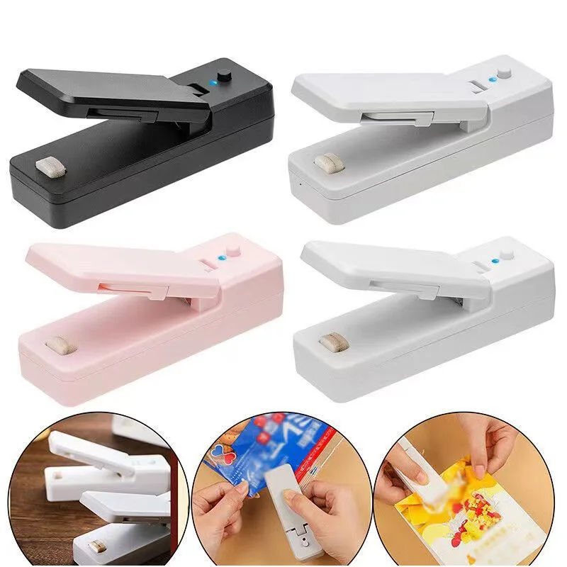 

USB Rechargeable Mini Bag Sealer Heat Sealers With Cutter Knife Portable Sealer For Plastic Bag Food Storage Dropshipping