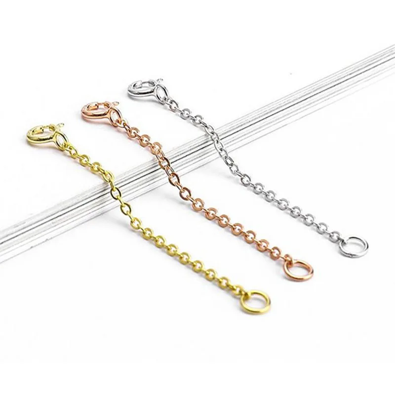 1Pcs 3cm 5cm 8cm 925 Silver Extension Chains Extended Tail Chains Making Findings Bracelet Necklaces Connectors DIY Jewelry